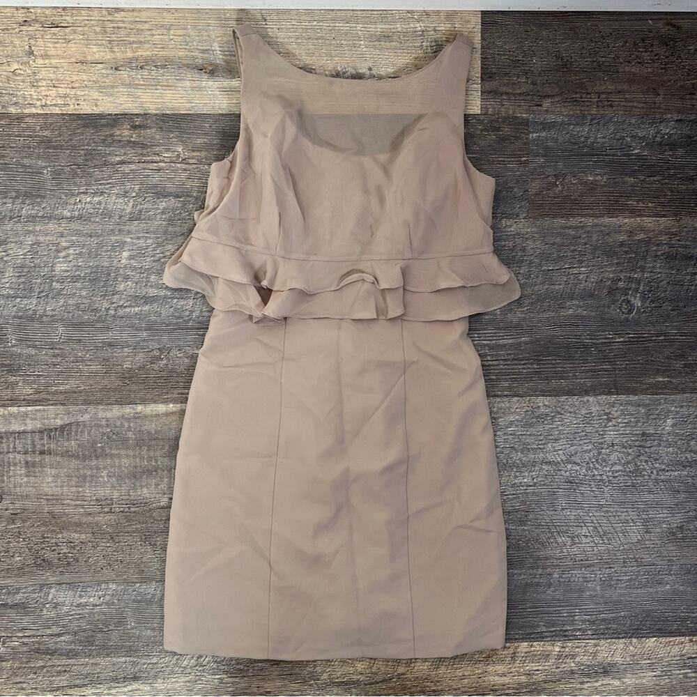 Alfred Angelo tan chiffon ruffled formal cocktail dress size 6? B47